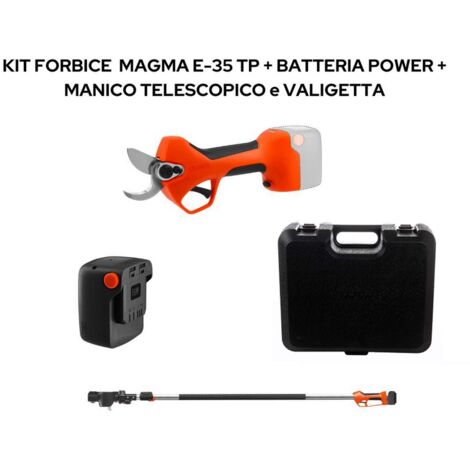 Kit Potatura con Forbice Magma 35 + Manico + Batteria 2,6 Ah + Valigetta STOCKER