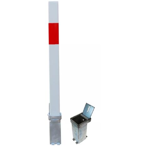 Kit poteau amovible 100P-WR BLANC/ROUGE (clefs distinctes) haute résistance avec 2 bases enterrées