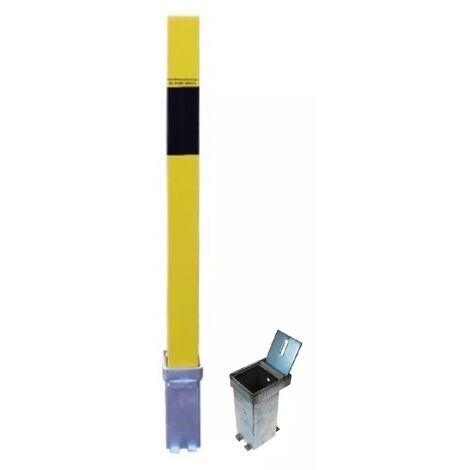 Kit poteau amovible 100PT-YB JAUNE/NOIR (clefs papillon) haute résistance avec 2 bases enterrées