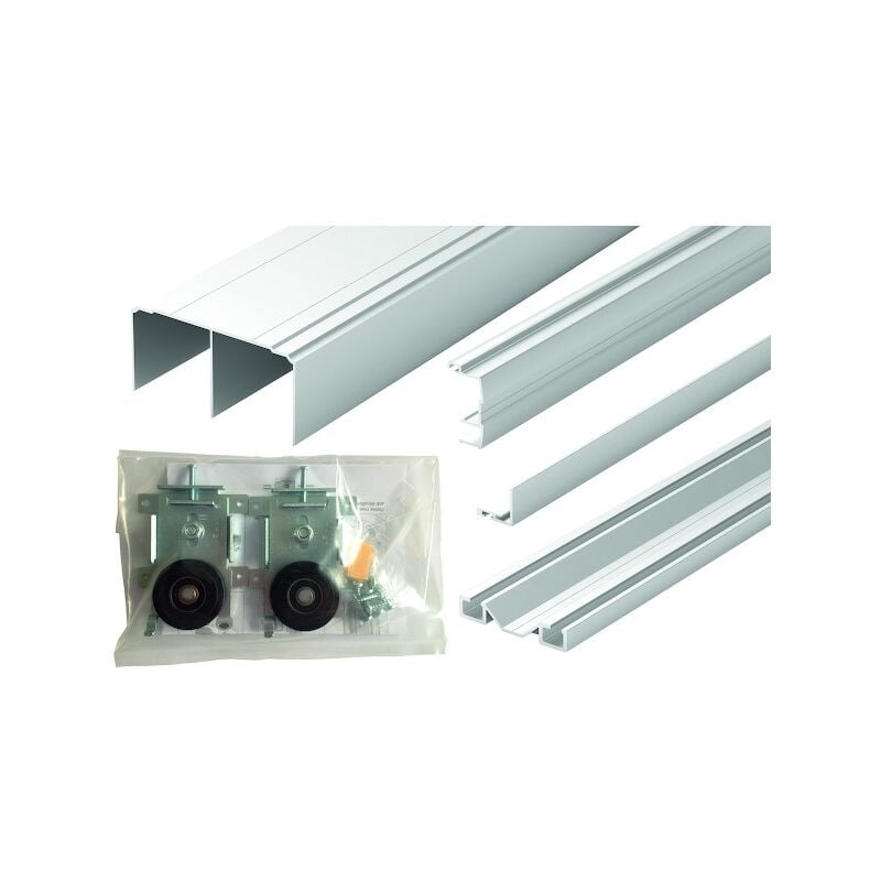 Kit pour porte coulissante 2 vantaux P100 - 2700 mm - blanc Seed gammiste