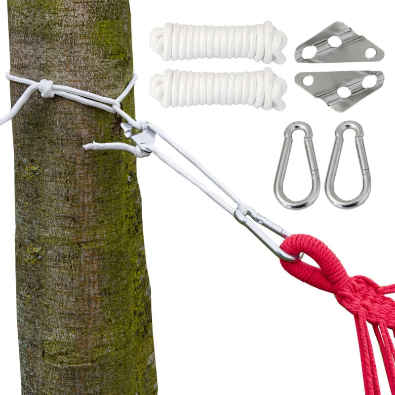 Kit pour Accrocher votre Hamac XXL | Corde 6 mm | Poids max. supporté 190 Kg | Kit complete incl Mousquetons et de Régulateur de Longueur