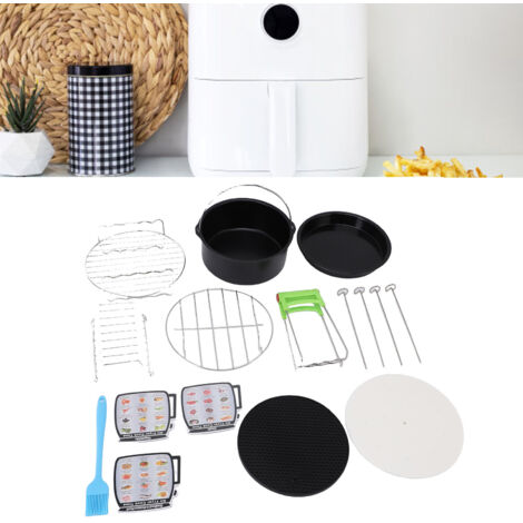 Kit pour Fryer Accessoires: Ensemble 304 Stainless Steel + Grille, Panier Cake & Pizza Baking