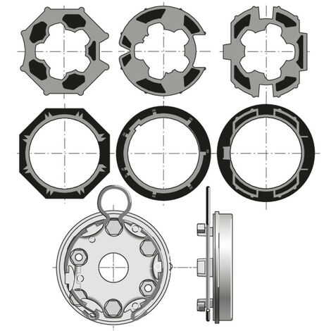 Kit pour motorisation de volet traditionnel tunnel – Roue + couronne pour tube ZF64 – Support universel – 9013087