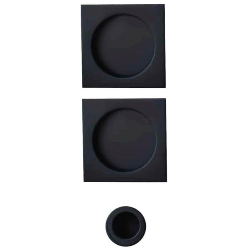 Kit pour porte coulissante bec de canne rosace carrée noire - NO021