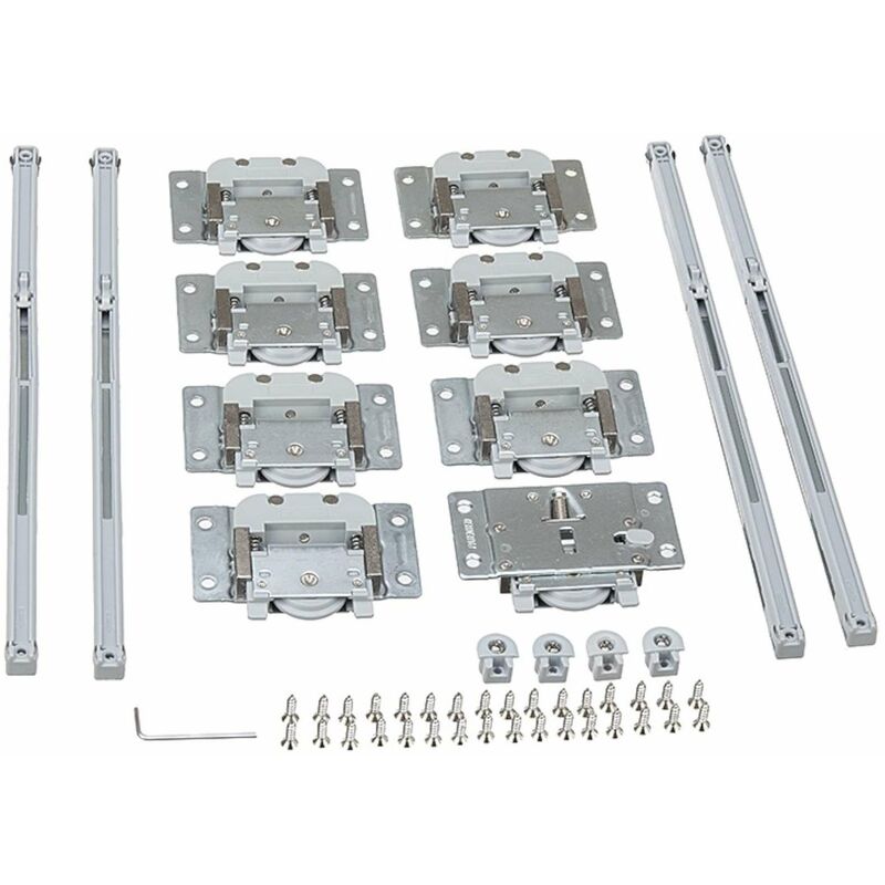 Cyclingcolors - Kit pour portes coulissantes 2 vantaux avec amortisseurs 40kg (sans rail) Galet Chariot Armoire Placard Garniture Chariot Embout