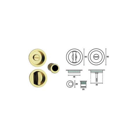 Kit pour portes coulissantes en or poli - Façade de 50 mm avec gâche en or brillant. (E0262S40)