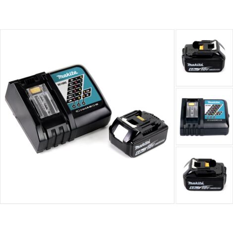 Kit Power Set avec 1 batterie 6,0 Ah 18 V – Chargeur rapide DC 18 RC – Affichage LED – Compatible outils 18V Makita
