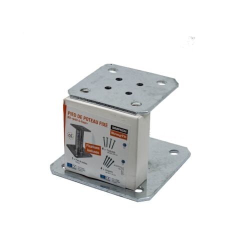 FINISH Pied de poteau fixe 'prêt-à-fixer' SIMPSON - kit complet avec fixations - KIT FIX PPA150