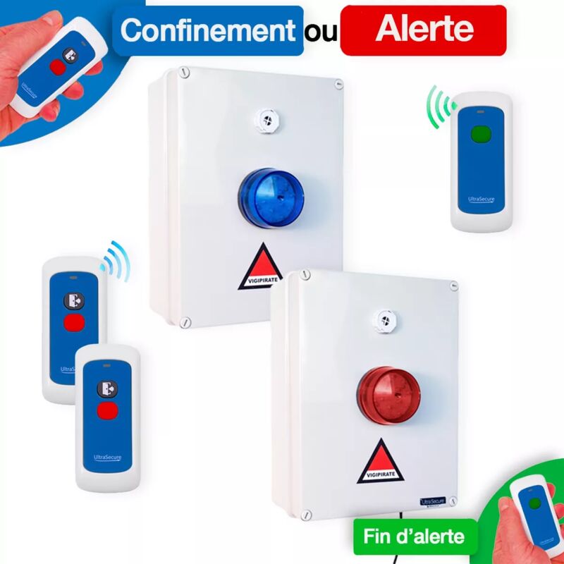 Kit ppms '3 à 5 classes' double alerte confinement attentat-intrusion & Risque majeur Modulable sans-fil longue distance