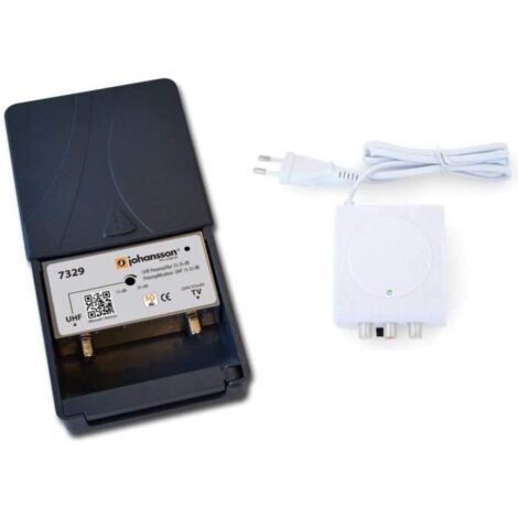 Kit Préamplificateur d’Antenne TV Johansson pour TNT HD avec Filtre 5G/LTE Actif Et avec Alimentation. Kit Pré-Amplificateur UHF 15