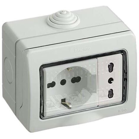 Kit - presa bipasso + schuko bipasso ip55 3 mod