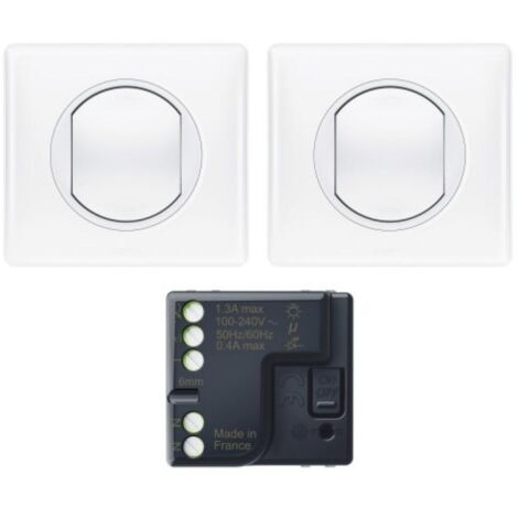 Kit prêt-à-poser connectable avec 2 commandes sans fil sans pile, self-e et 1 micromodule mosaïque blanc