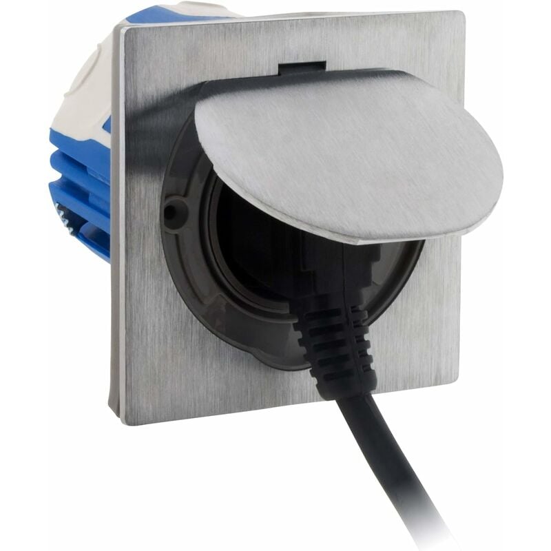 Prise de sol inox 'äöa√∂©tanche ip 44 avec clapet de protection + boite 'äöa√∂'äö√ñ'ä† encastrer