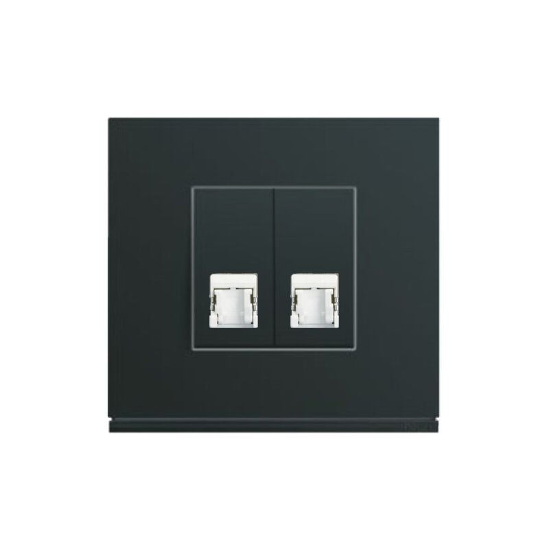 Hager - kit prise double RJ45 gallery noir GAL-2RJ-N