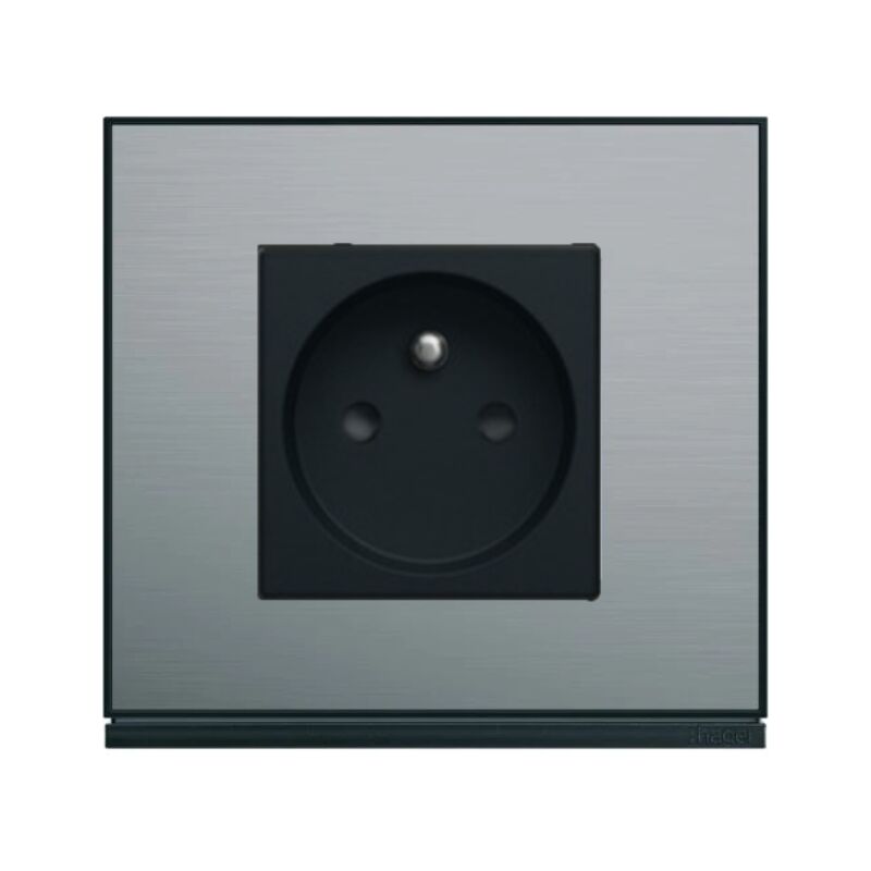 Hager - prise complete gallery finition acier/noir