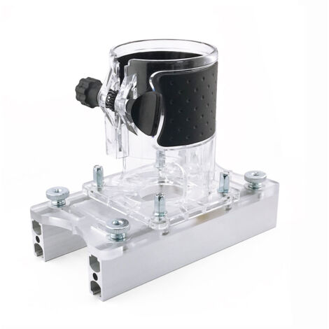 Kit Pro 2-en-1 pour Assemblages Invisibles : Gabarit de Fraisage Transparent + Capot + Fraise (Gabarit + Capot, PP+aluminium, transparent+noir)