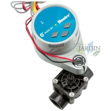 Kit Programador de Riego Hunter NODE-BT-100 a Pilas + ElectrovÃ¡lvula PGV100 9V 1''  Control AutomÃ¡tico 1 Zonas de Riego  9V