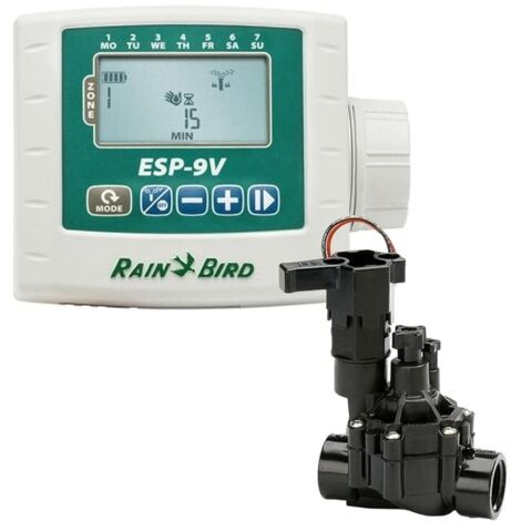 Kit Programador de riego WPX1 + Electroválvula de riego 100DVF 9V 1'' Rain Bird