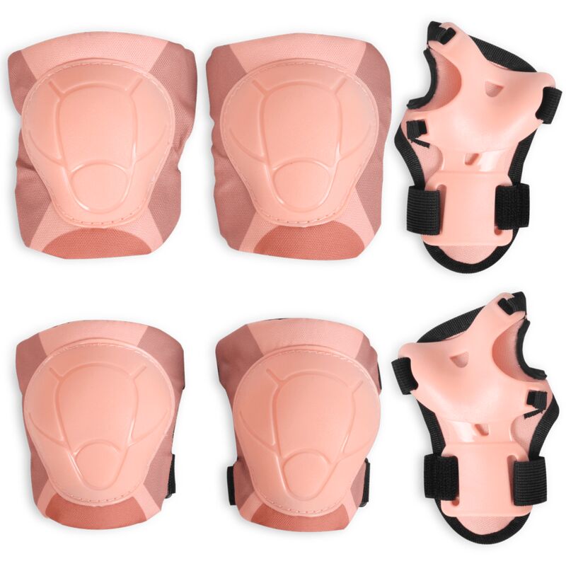 

Kit protección bicicleta infantil, coderas, rodilleras, y muñequeras ajustables para niños, des de los 2 años, color rosa, 6 piezas