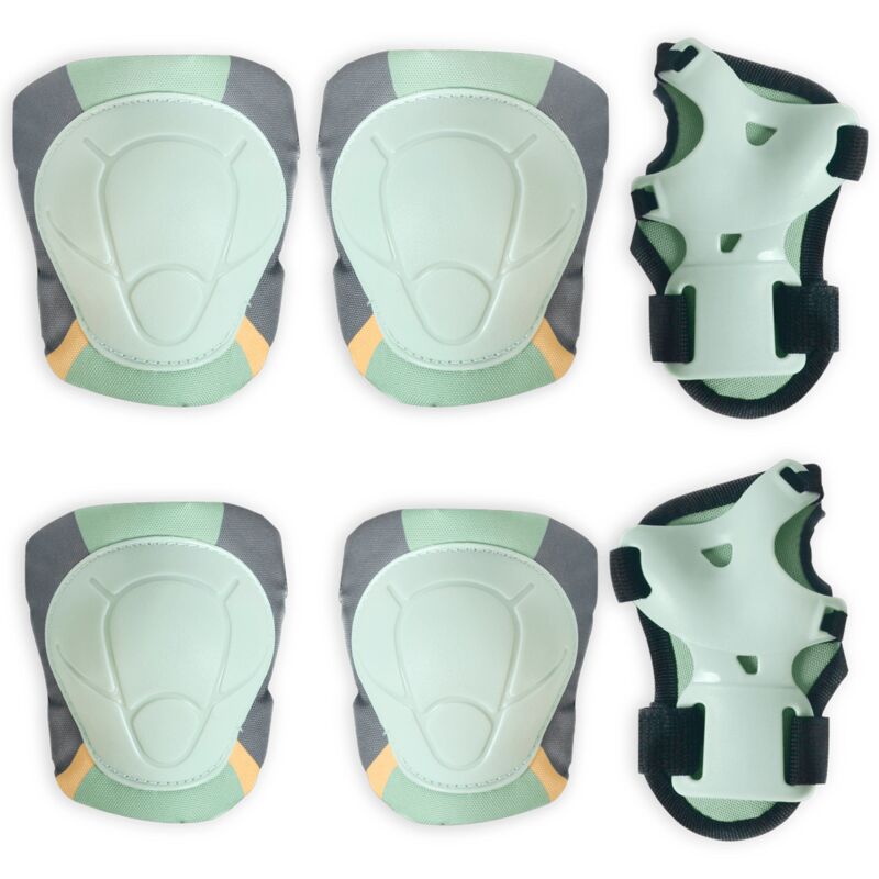 

Kit protección bicicleta infantil, coderas, rodilleras, y muñequeras ajustables para niños, des de los 2 años, color verde, 6 piezas