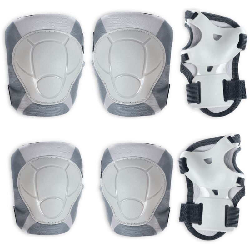 

Lalaloom - Kit protección bicicleta infantil, coderas, rodilleras, y muñequeras ajustables para niños, des de los 2 años, color gris, 6 piezas