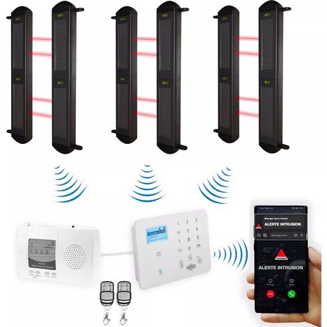 Kit "protection agricole" - 3 jeux de barrières 2B portée 900m + alerte GSM 2G+3G+4G appel/SMS (gamme DA600+/KP)