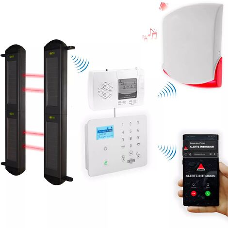 Kit "protection agricole" - 4 barrières 2B portée 900m + alerte GSM appel/SMS + sirène sans-fil 120 dB (gamme DA600+/KP)
