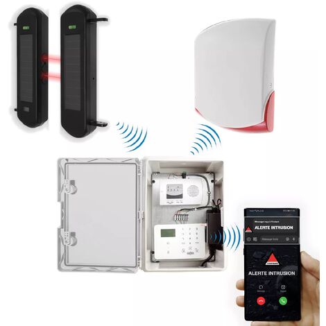 Kit "protection agricole" - Point d'alerte GSM 4G IP65 + 1 jeu de barrières infrarouges 1B + sirène 120 dB (DA600+/KP)