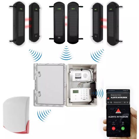 Kit "protection agricole" - Point d'alerte GSM 4G IP65 + 3 jeux de barrières infrarouges 1B + sirène 120 dB (DA600+/KP)