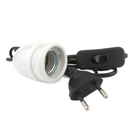 Kit Prova Per Lampada Led E27 Con Interrutore Spina Filo Lunga 180cm Base Ceramica