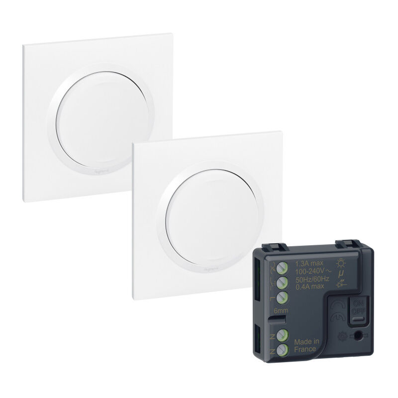 Prêt à poser dooxie 2 commandes sans fil sans pile + 1 micromodule - blanc (600699L) Legrand leg 600699L