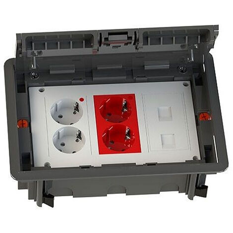 Kit puesto trabajo suelo empotrar 4 schukos y 2 RJ45  Blanco