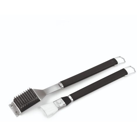 kit pulizia barbecue - pennello e spazzola in acciaio inox