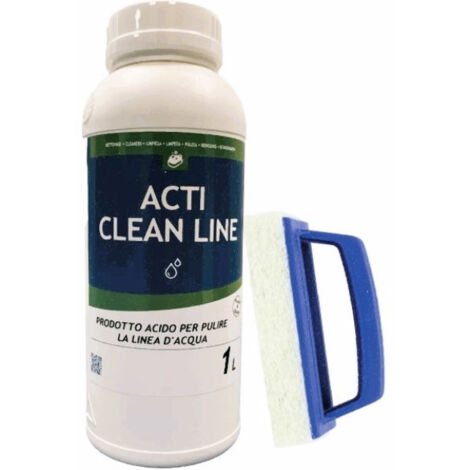 Kit Pulizia Linea di Galleggiamento Piscina Professionale - Detergente Liquido Clean Line da 1 LT + Spazzola - Prodotto Chimico per Piscina
