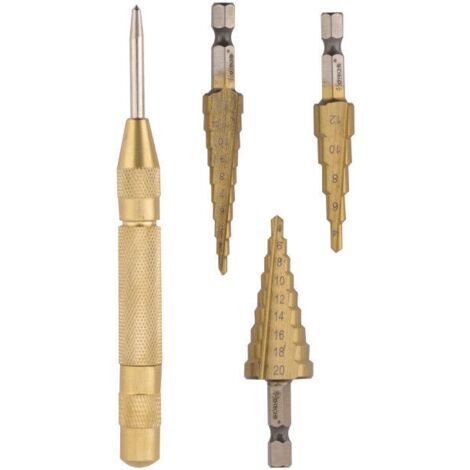KIT PUNTERUOLO SCATTO CENTRAGGIO TRAPANO FRESE GRADINO SCALINO 3 12 4 20 MM 045H