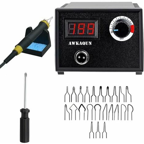 Kit pyrograveur sur bois, 60W Machine à Pyrogravure Numérique 0-730°C ​​​​Température Réglable, Pyrograveur Professionnel avec 23 Pyrogravure pour Souder, Bois, Gravure, Cuir, Citrouille (60W)