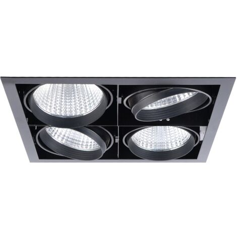 KIT QUADRA QUATRO -Downlight orient. noir 4 mod. LED 34W 3000K 40° 3300lm incl ARIC 51277