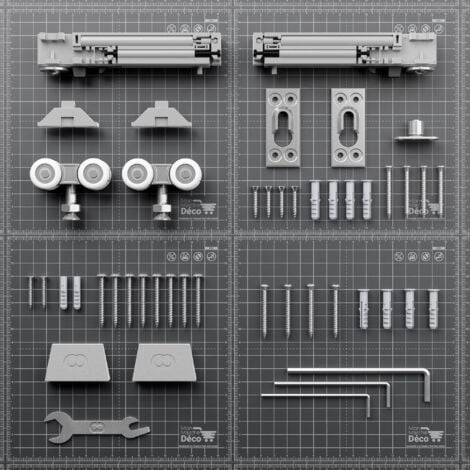 MON MARCHÉ DÉCO Kit Quincaillerie avec Amortisseur Confort - Rail Coulissant Coulicool