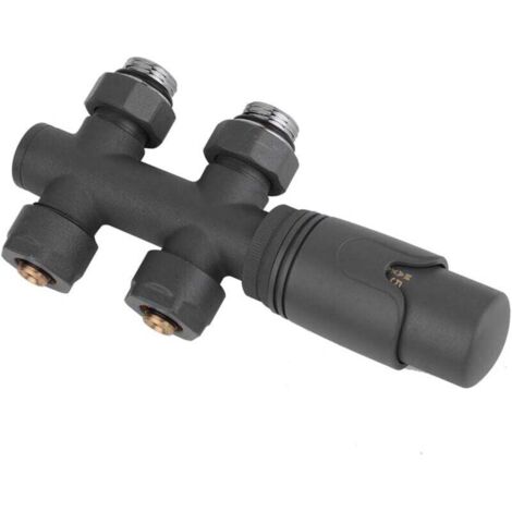 Kit Raccordement Central Thermostatique Radiateurs 50mm 5 Niveaux Réglables 10 Bar Anthracite