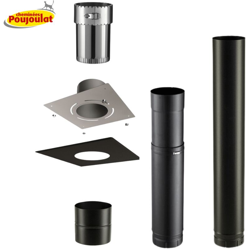 Poujoulat - Kit raccordement conduit émaillé avec plaque finition pour poêles à bois Diamètre 130