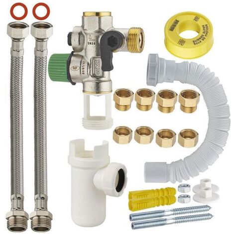 Kit raccordement facile chauffe-eau avec groupe de sécurité téflonné 1 pièce