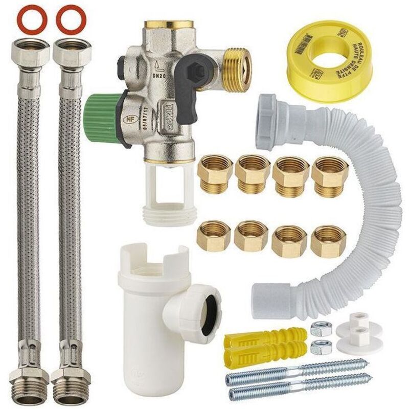 Kit raccordement facile chauffeeau avec groupe de sécurité téflonné