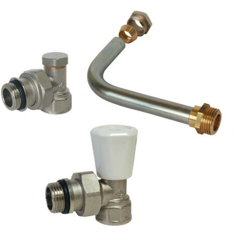 Kit raccordement radiateur avec robinet manuel - à visser Mâle 1/2" (15/21) - Somatherm