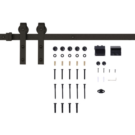 Kit rail coulissant pour portes coulissantes, charge max. 100 kg, métal noir, 2 m, ensemble complet de guidage