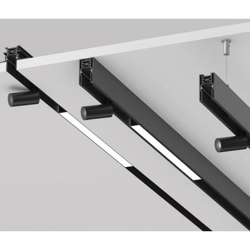 Silumen - Kit Rail Magnétique en Saillie 2M + Fixations - Noir Noir