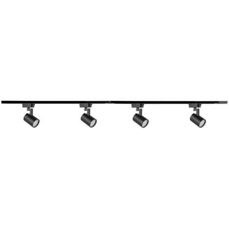 Kit rail mono 1,5 m noir 4 spots GU10 Lynx Polux