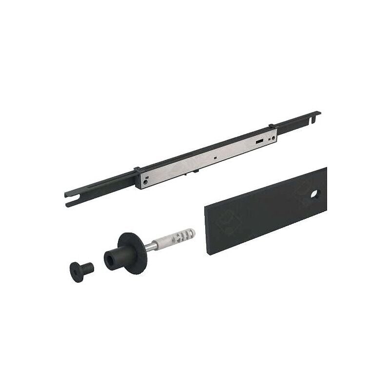 Mantion - Kit de rail Roc-Design - avec amortisseur - pour ouverture jusqu'à 1200 mm - finition noir - longueur 2400 mm