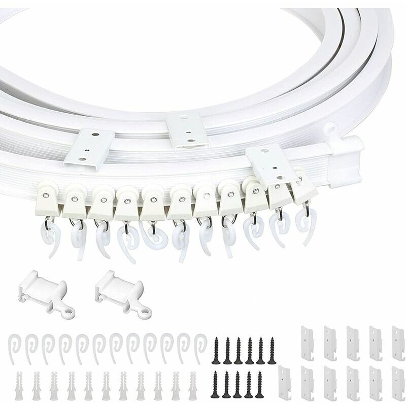 Lucky-88 - Kit Rail Rideau Plafond(91pcs) inclut 3m Rail Rideau Flexible 11 Supports de Montage 26 Planeurs 26 Cilps de Rideau et 4 Embouts Système