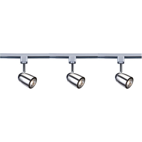 KIT RAIL Track & Spot Pack 1M rail argent et 3 spots argent, systeme 2 allumages GU10 3x50w max