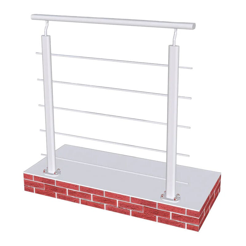 Grand Verre - Garde de Corps pour escalier, fixation verticale intérieure et extérieure - Longueur 1ml avec 5 barreaux